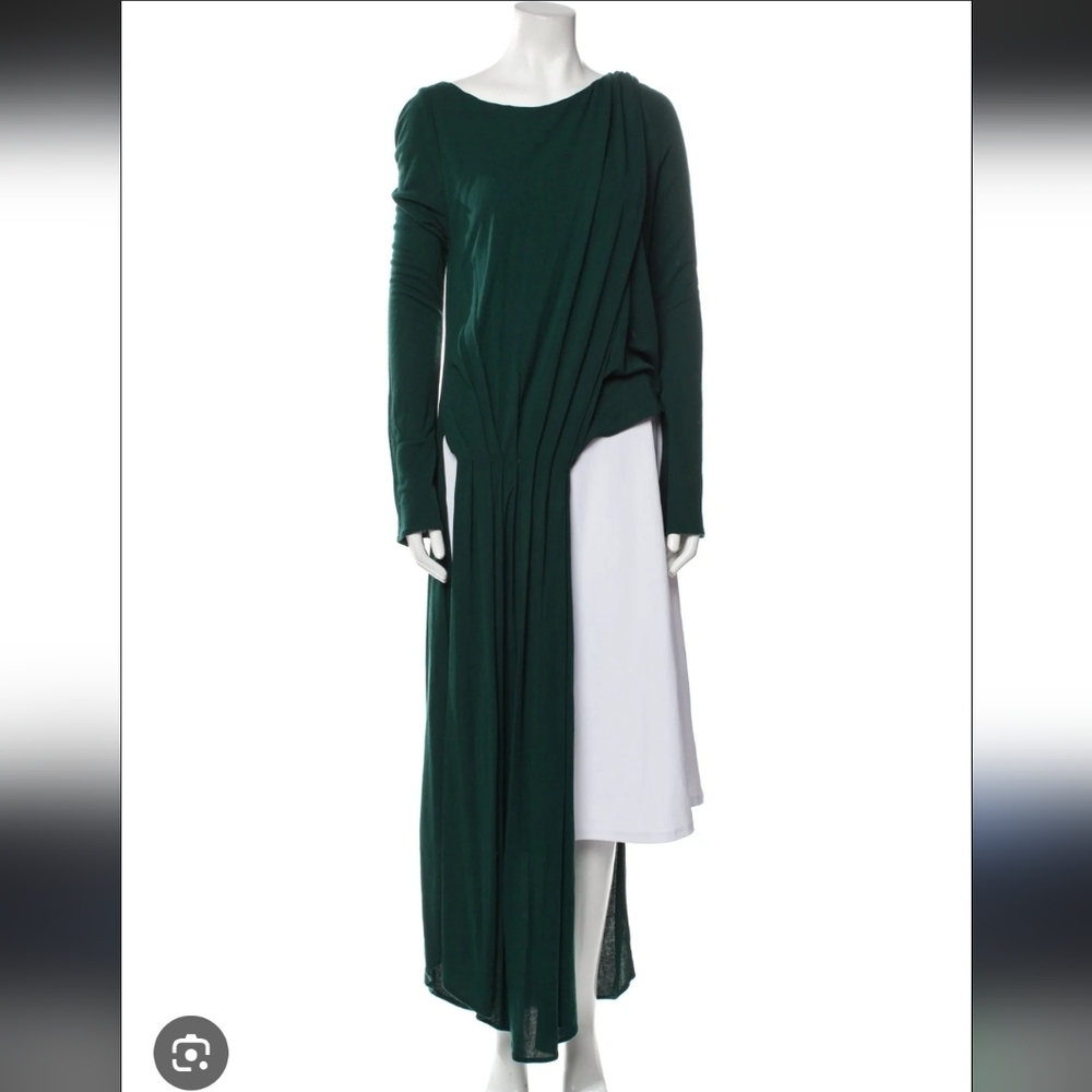 Katharine Kidd Runway Green Draped Cotton Cape Top Small Medium